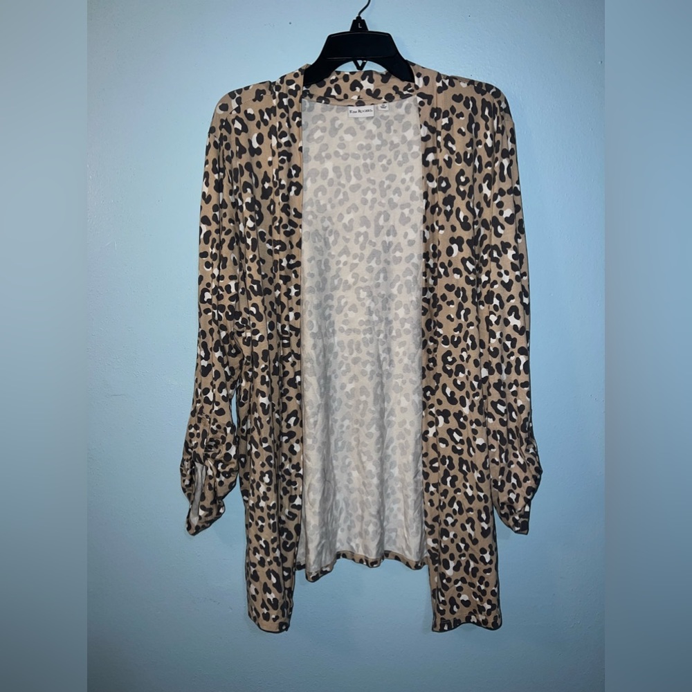 Animal Print Cardigan Sweater - Plus Size